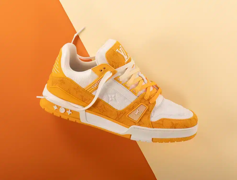 sneaker Trainer Vuitton avec des lacets de couleurs orange Carrot de la marque Sweetlaces